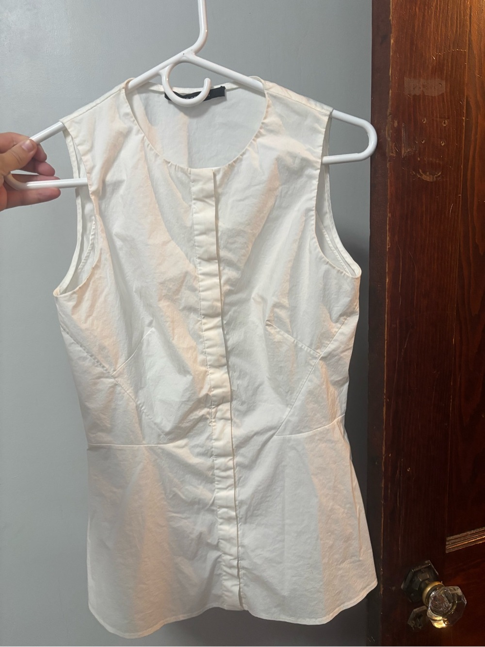 Wes Gordon Cream Sleeveless Button-Front Shirt